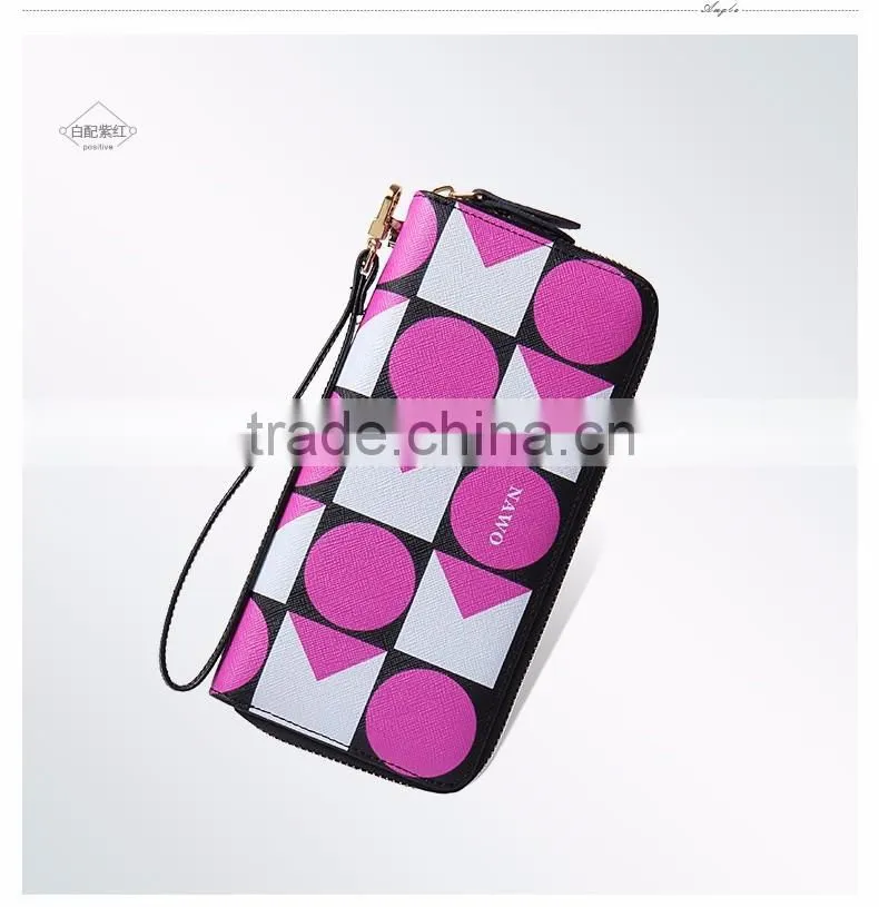 zipper ladies long purse leather clutch for coin and cell phone
