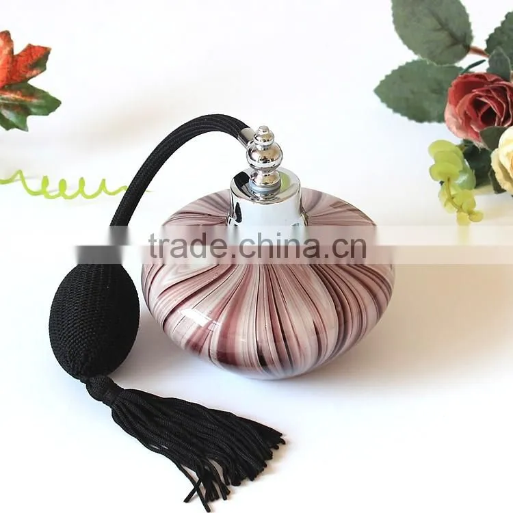 100ml Handmade Modern Popular Luxurious Purple Stripes Airbag Sprayer Pump Glass Perfume Bottle