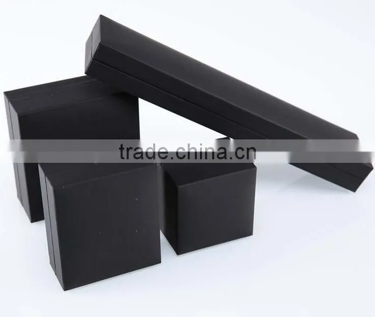 Upscale black paper jewelry box necklace ring earrings case