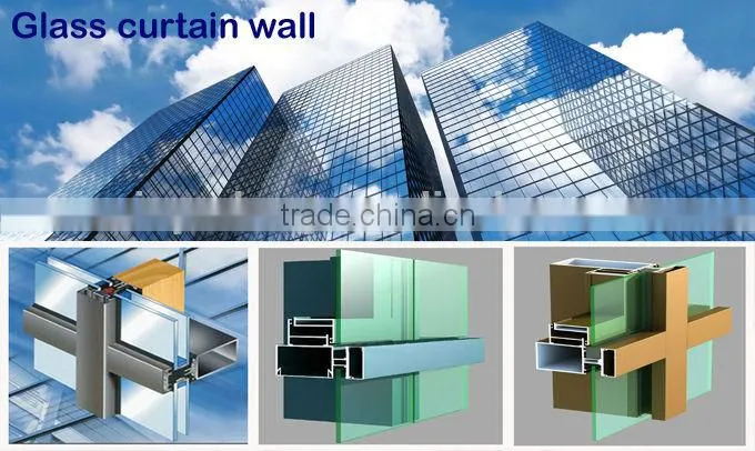 aluminum curtain wall glass wall profiles with thermal break effect