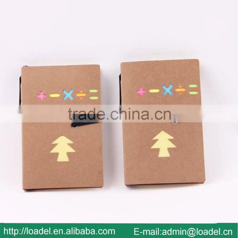 Brown color sticker mini notebook with pen,notebook pen