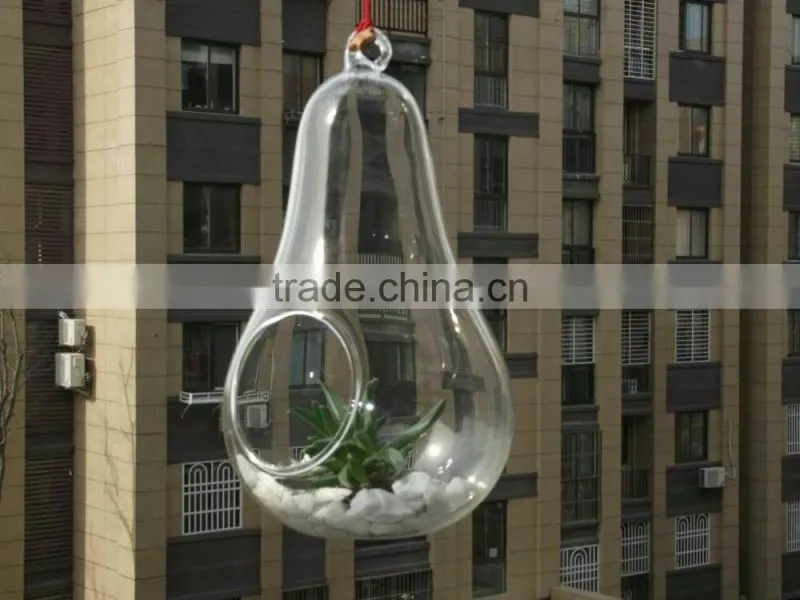wholesale clear pear shape glass Vase Landscape bottle hanging