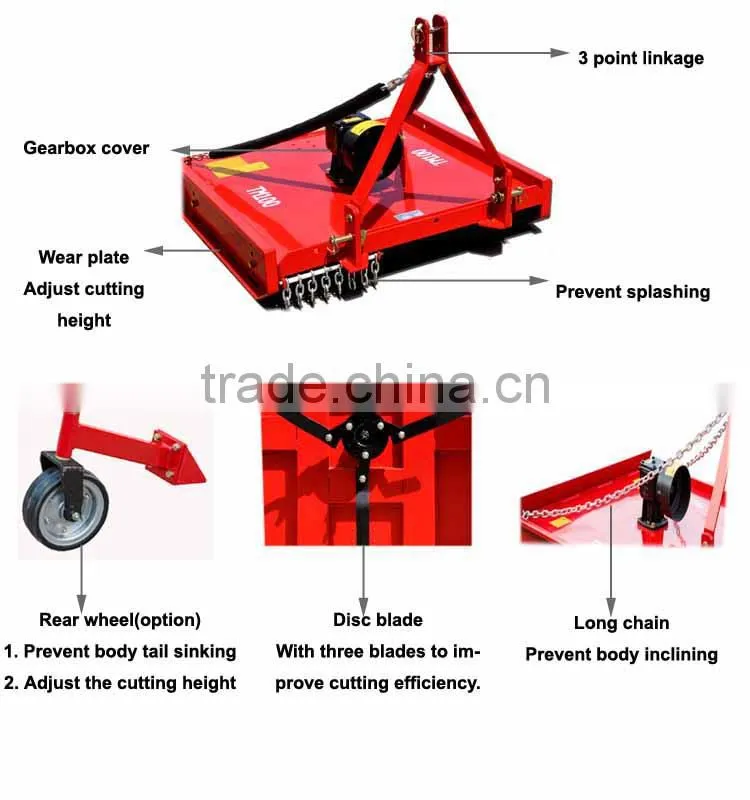 China Brush Grass Slasher Cutter Gearbox Tractor Mini Rotary Mower