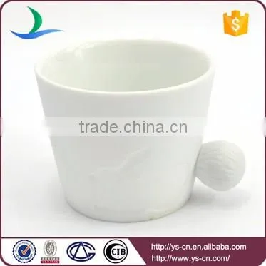 Best selling products white animals embossed kids ceramic mugs