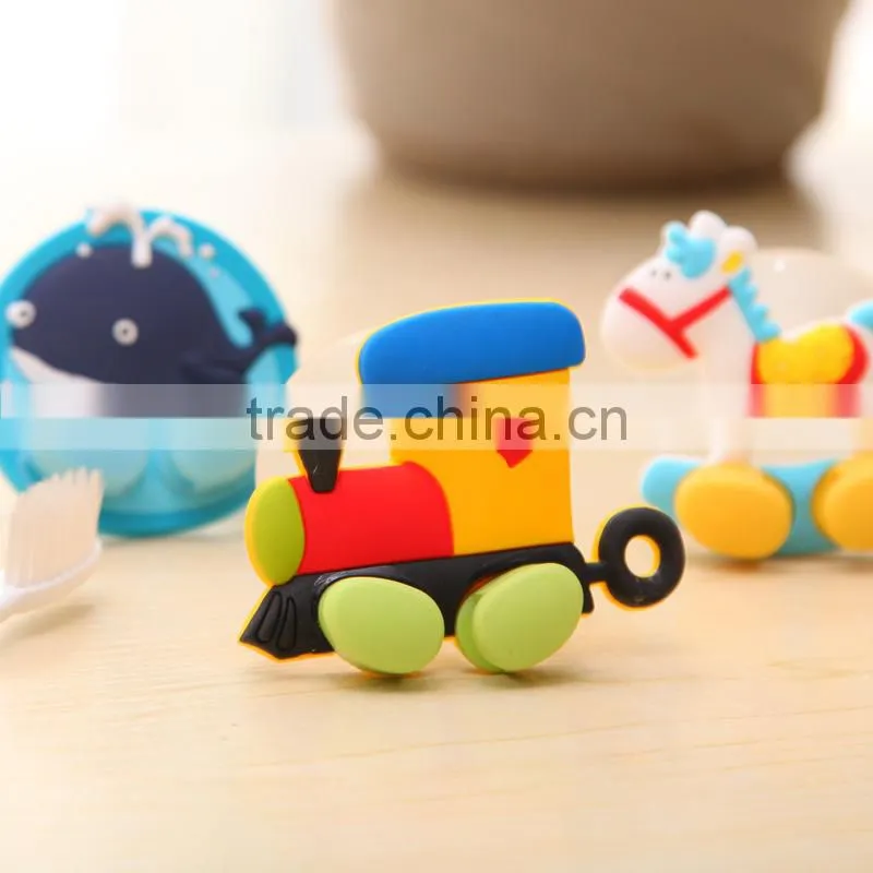 Q054 soft silicone cartoon small animal sucker single toothbrush holder