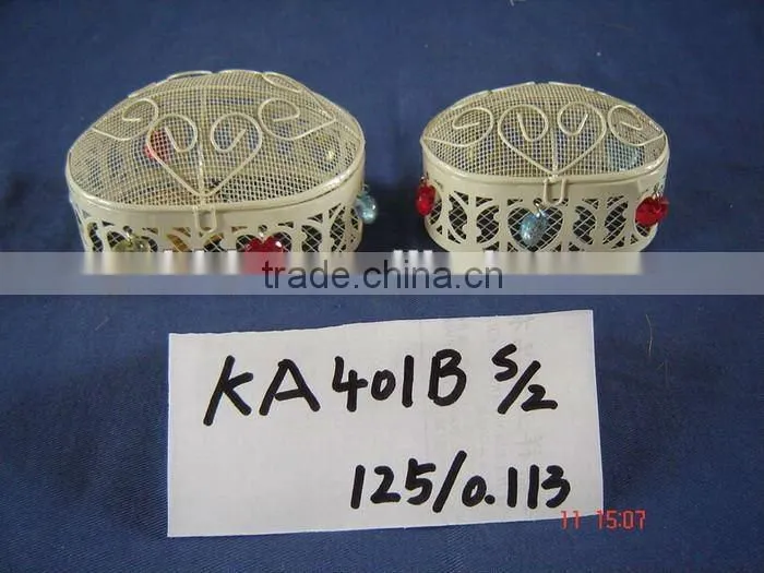 Creamywhite iron wire decorative with multicolour pearl cute gift box