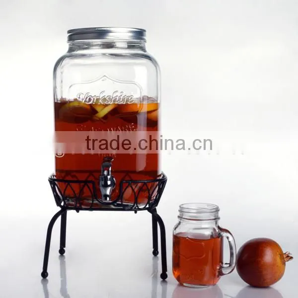 2015 FDA yorkshire glass 7.5l huge beverage dispenser , glass jar