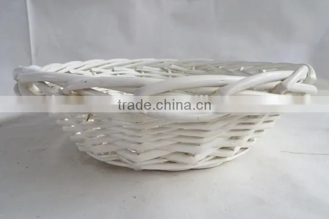 Oval shape white color woven wicker tray