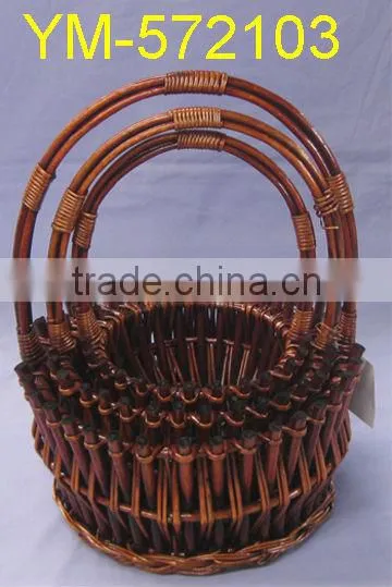 High Handle Decorative Willow Gift Basket for Flowers