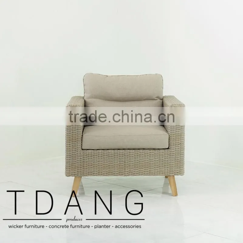Fiji Wicker Lounge Chair with Wooden Legs - 2016 Conversation Wicker Sofa Set