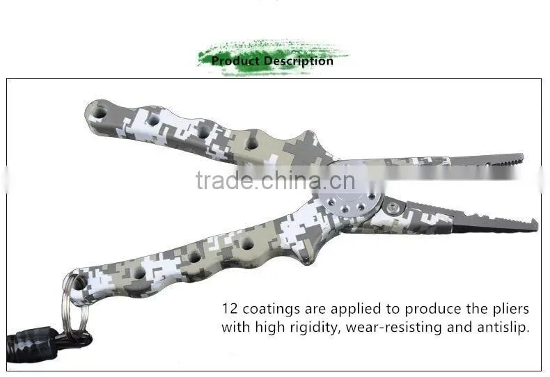 QJ-FP002 7inch camouflage aluminum handle tungsten blade fishing pliers