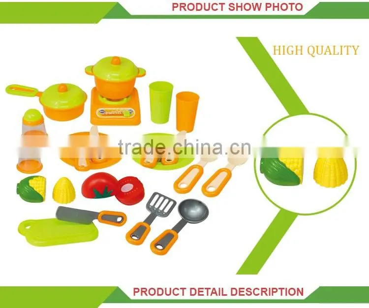 Popular plastic pretend play set cooking toy kids tableware