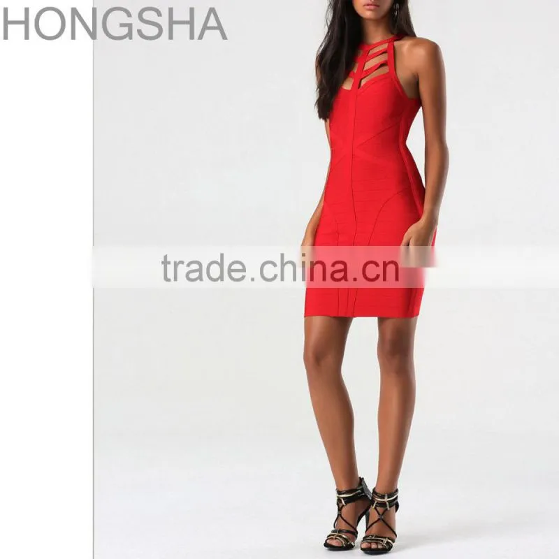 Western Party Wear Bodycon Bandage Dress 2015 Designer One Piece Women Party Dress HSD1217