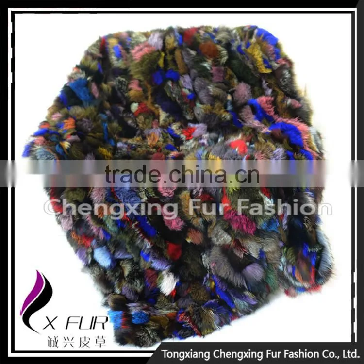 CX-D-124 Colorful Hand Patchwork Thick Genuine Fox Fur Rug Rugs