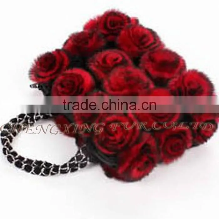 CX-H-13B Fashion Cheap Genuine Rex Rabbit Fur Beautiful Woman Hand Bag
