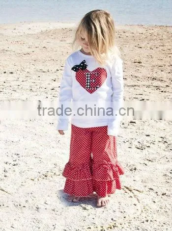 Girls Valentine Outfit Personalized Heart Shirt & Double Ruffle Pant