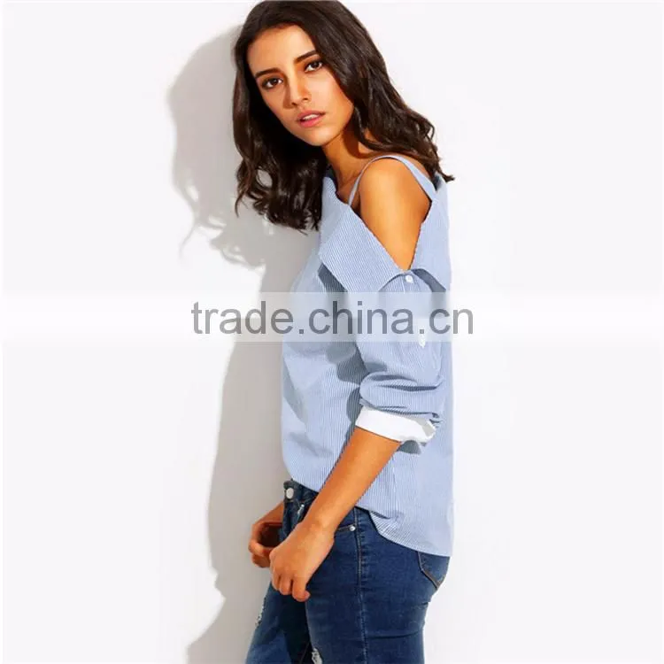 latest slash neck light blue fashion shirt pretty girl