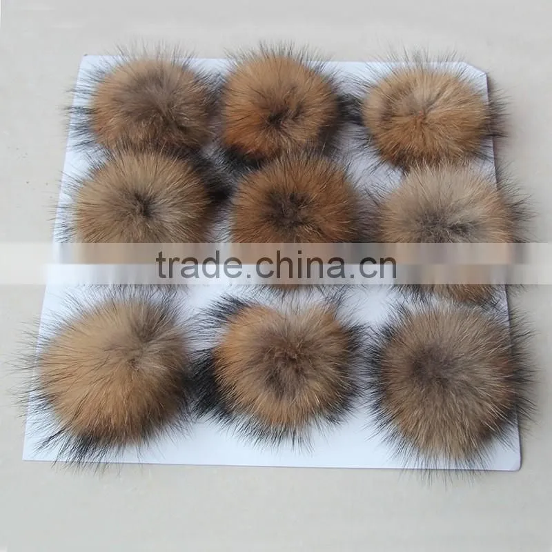 10-15cm Raccoon Fur Ball for Women's Beanies Fur Pompoms For Hat And Cap Bag Charm Accessories