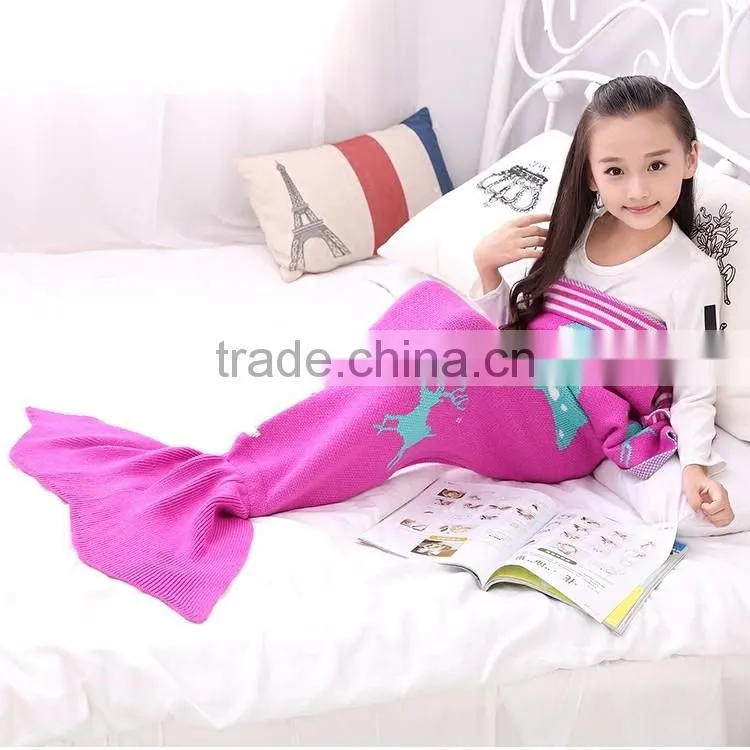Mermaid Tail Blanket Crochet and Mermaid Blanket for adult Blue Super Soft All Seasons Sleeping Blankets