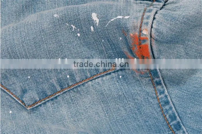 2016 European Style splash ink men denim casual shirt
