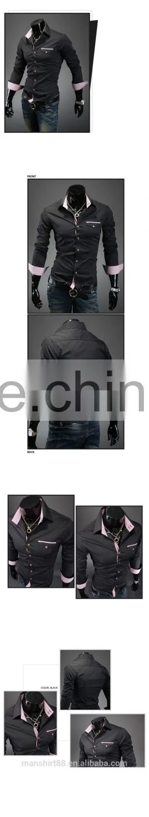 stylish contrast color slim fit dress shirt