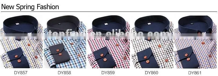 Trendy new model pattern 100% cotton small check shirt for men