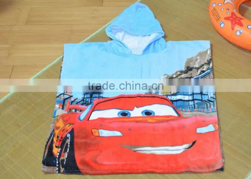 Custom cartoon design pattern printed cotton baby kids children beach bathroom hooded beach towel