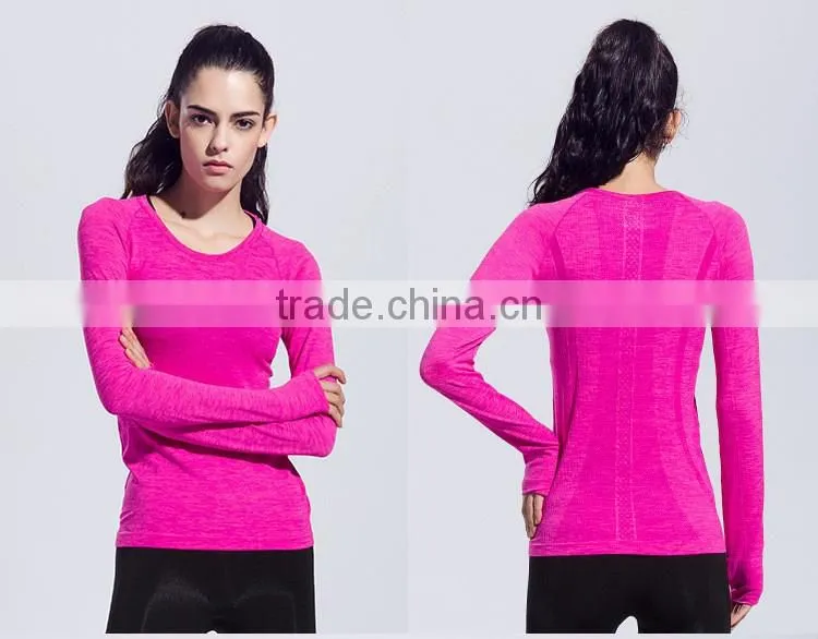 Women's Space Dye Long Sleeve Quick Dry Crew Neck Running Shirt for Workout Hiking Yoga Gym Sport