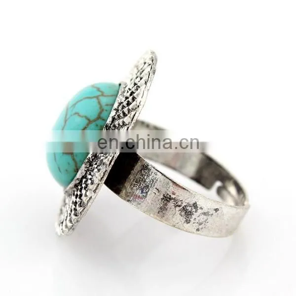 New design Top selling Charming Popular Turquoise Ring full finger Alloy ring
