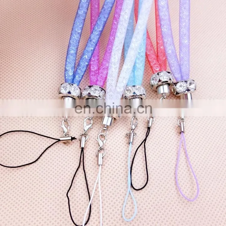 2016 most popular mobile phone case jewelry hanging rope , crystal mobile phone lanyard straps
