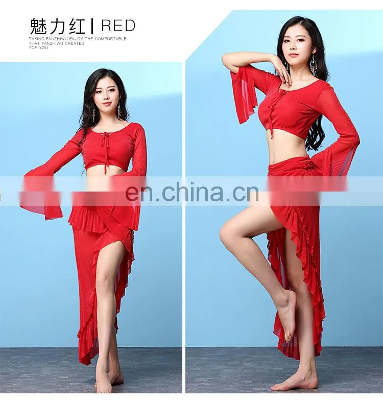 T-5199 Sexy elegant lady performance belly dance top and belt wear set