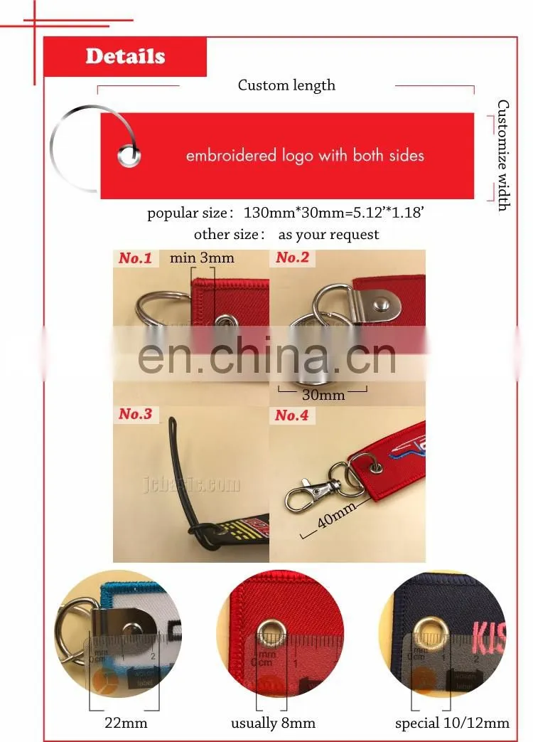 custom design embroidered keychain/key chain/keyring key ring