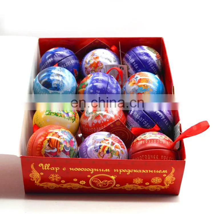 Decorative christmas metal tin ball containers wholesale
