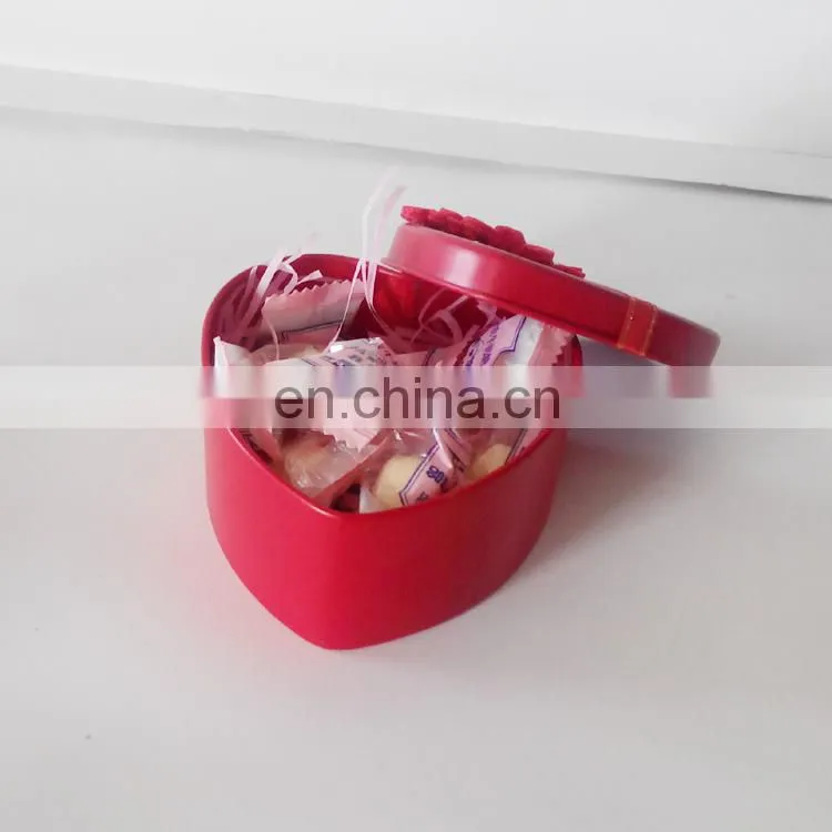 China tin box company's red colored heart shape empty metal tin candy box wholesale as wedding gift tin