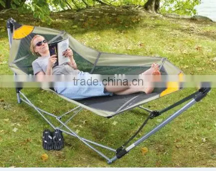 net fabric folding bed with steel tube stand