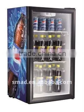 Hotel use portable single glass door counter top mini drink Visi cooler
