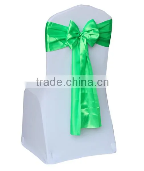 cheap spandex chair cover with lightblue self-tie chair sash