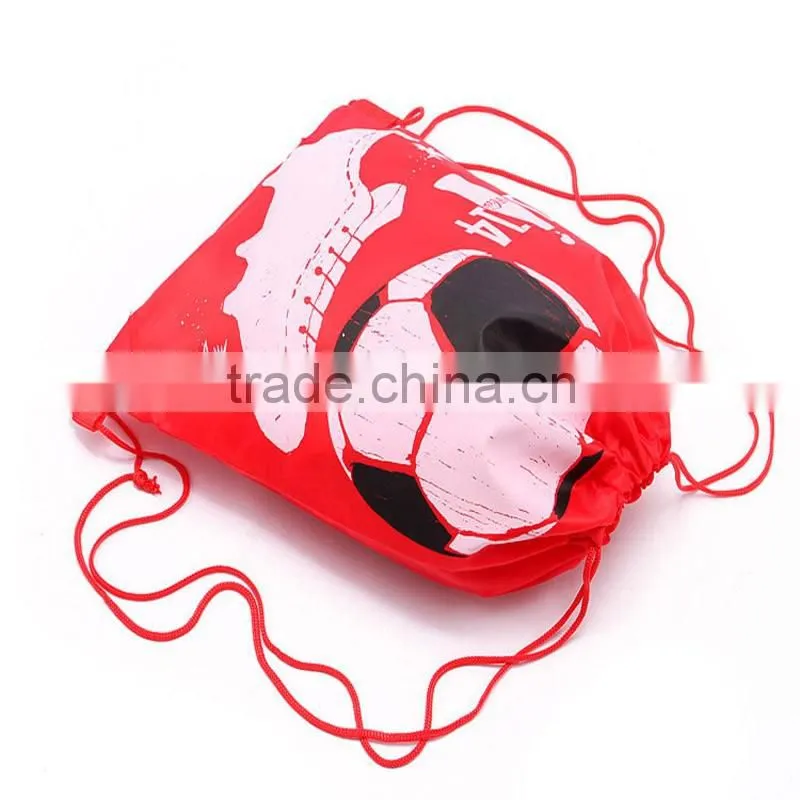Printed drawstring polyester gym bag for sports football rucksack backpack travel cases