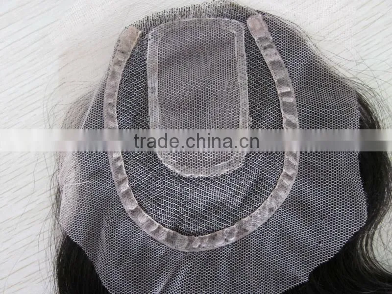 human hair silk PU base top lace front closure hair pieces