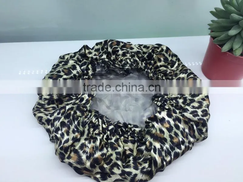 leopard printed shower cap