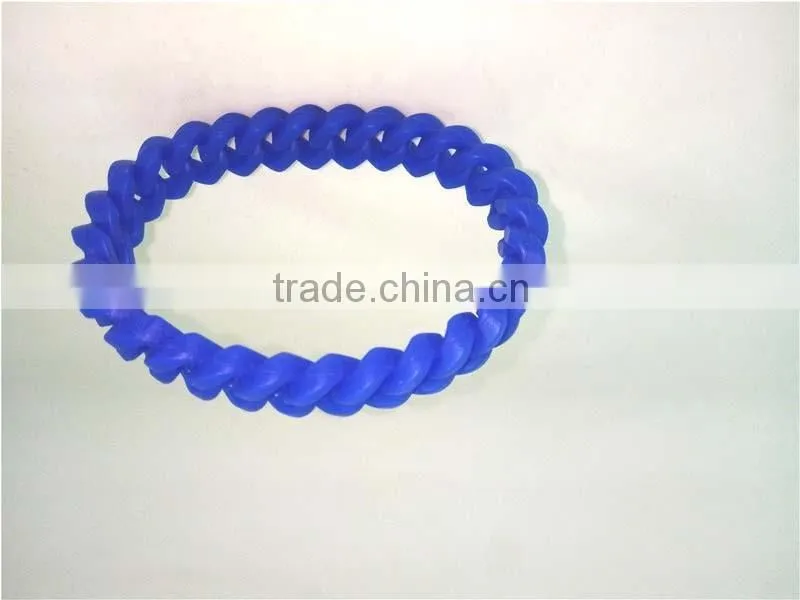 Wholesale Customized Hand Chain Braided Silicone Handwrist Blue Sports Bracelet