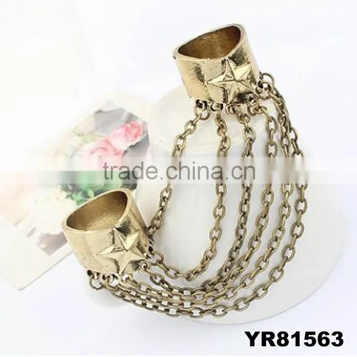 Punk Style Bronze Star Rock Tassel Ring