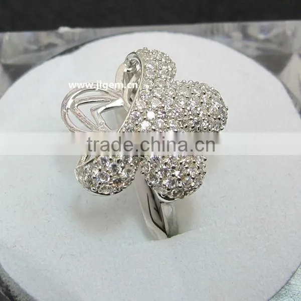Flower CZ Gems Silver Ring Fashion Jewelry For Ladies Party