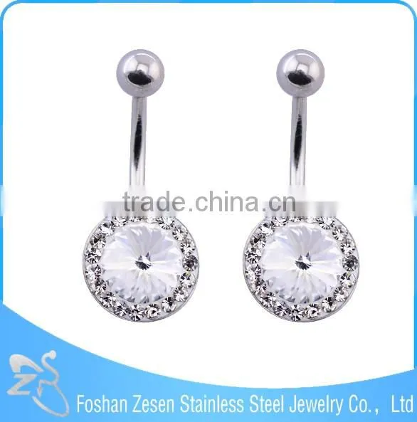 Factory direct sale fashion clear crystal wholesale surgical steel navel belly ring