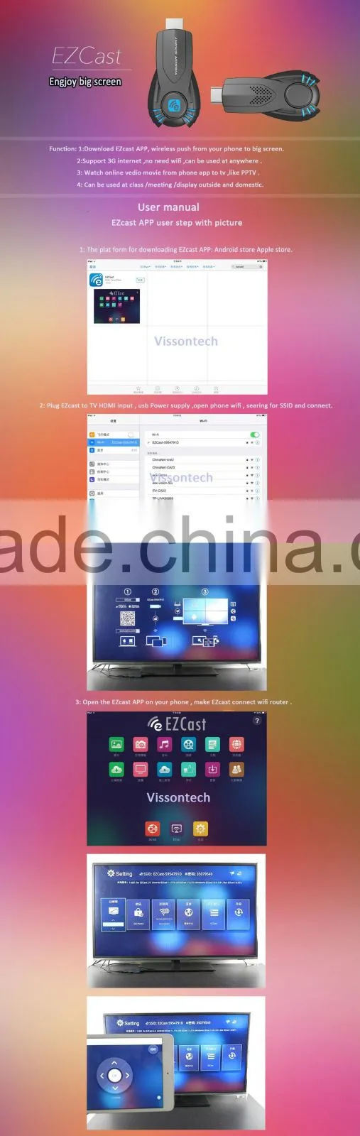 Vensmile EZcast EZcast dongle V5ii better than EZcast M2 Actions 8251 DDR128M/FLASH 128M support Airplay/Miracast/DLNA EZCAST
