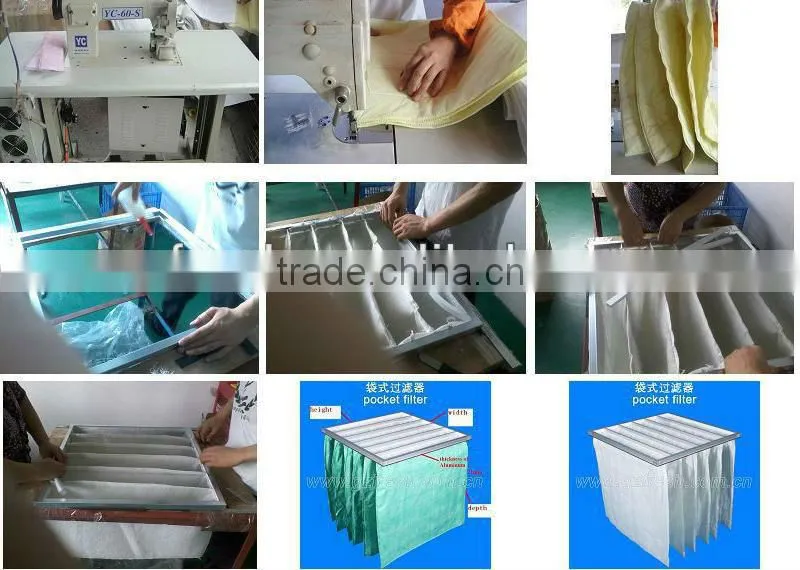 Multi-material bag filter media,pocket filter media in different color