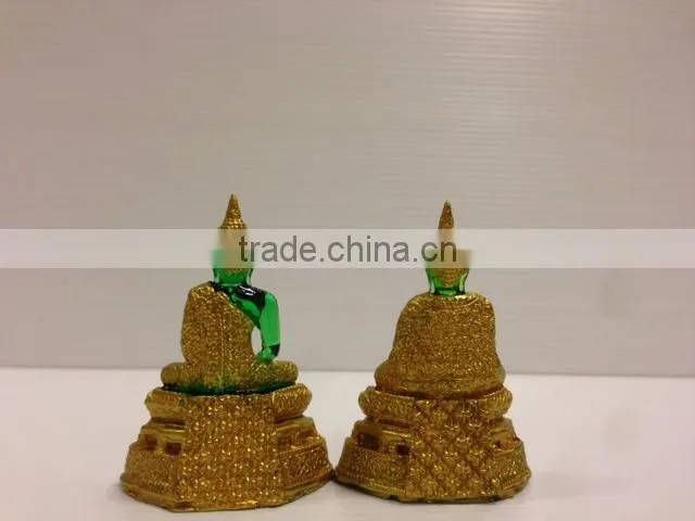 Thai Green/Jade Buddha with Gold Poly resin