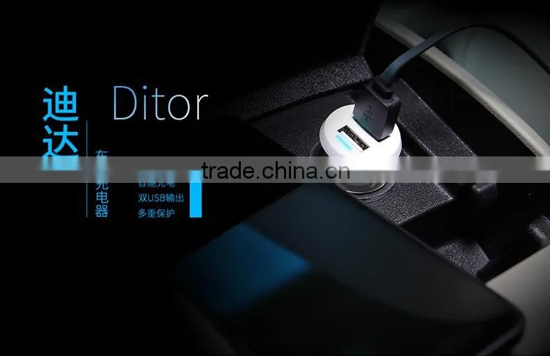 Ditor Series Car Charger Kit for Universal Mobile Phone Original Rock 2.4A Fashion Double Car Charger MT-5578