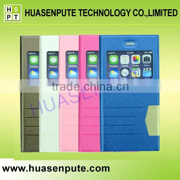 Magnetic Silk Leather Cover Case For iPhone 6 with Window
