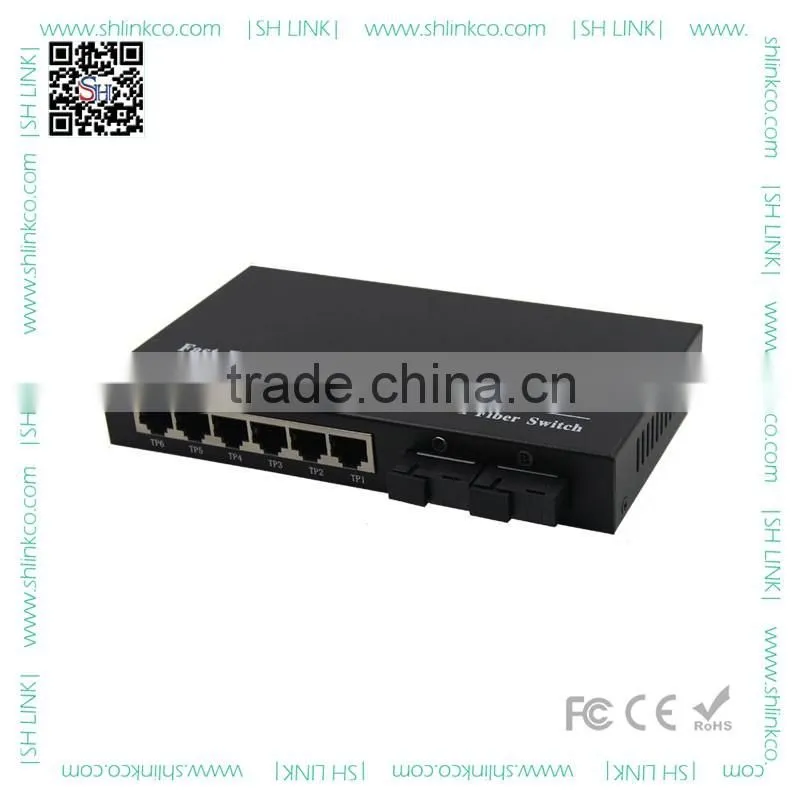 OEM Factory supply 2 ports 100base FX to 6 ports 10/100M ethernet 8 ports optical switch